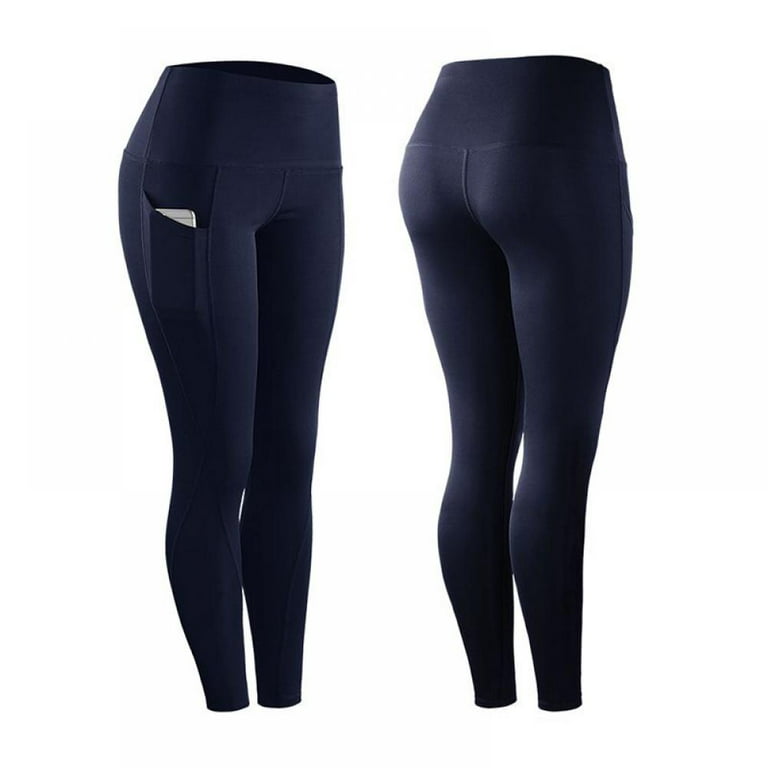 Casual Women Plus Size Compression Tights Fitness Leggings Running Stretch  Yoga Pants with Pocket Activewear Yoga Pants