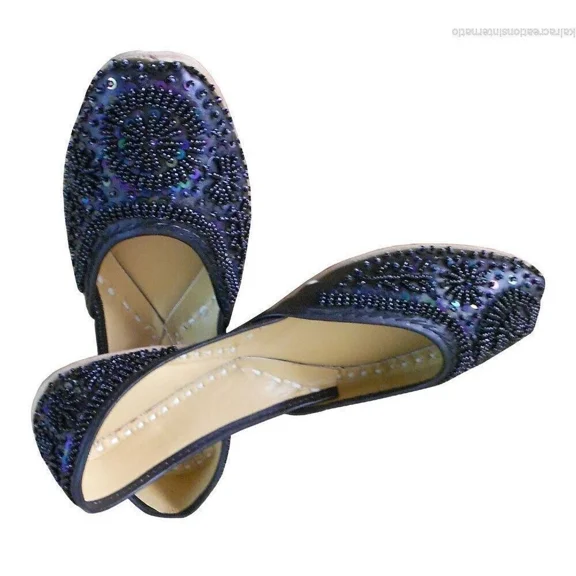 Casual Women Shoes Leather Handmade Indian Jutties Mojari Slip-On Flats US 4-12