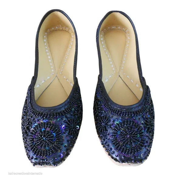 Casual Women Shoes Leather Handmade Indian Jutties Mojari Slip-On Flats US 4-12