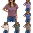 thumbnail image 1 of Casual Women Summer Short Sleeve V Neck T Shirt Everyday Wear, 1 of 5