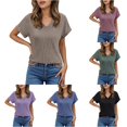 thumbnail image 1 of Casual Women Summer Short Sleeve V Neck T Shirt Everyday Wear, 1 of 5