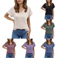 thumbnail image 1 of Casual Women Summer Short Sleeve V Neck T Shirt Everyday Wear, 1 of 5