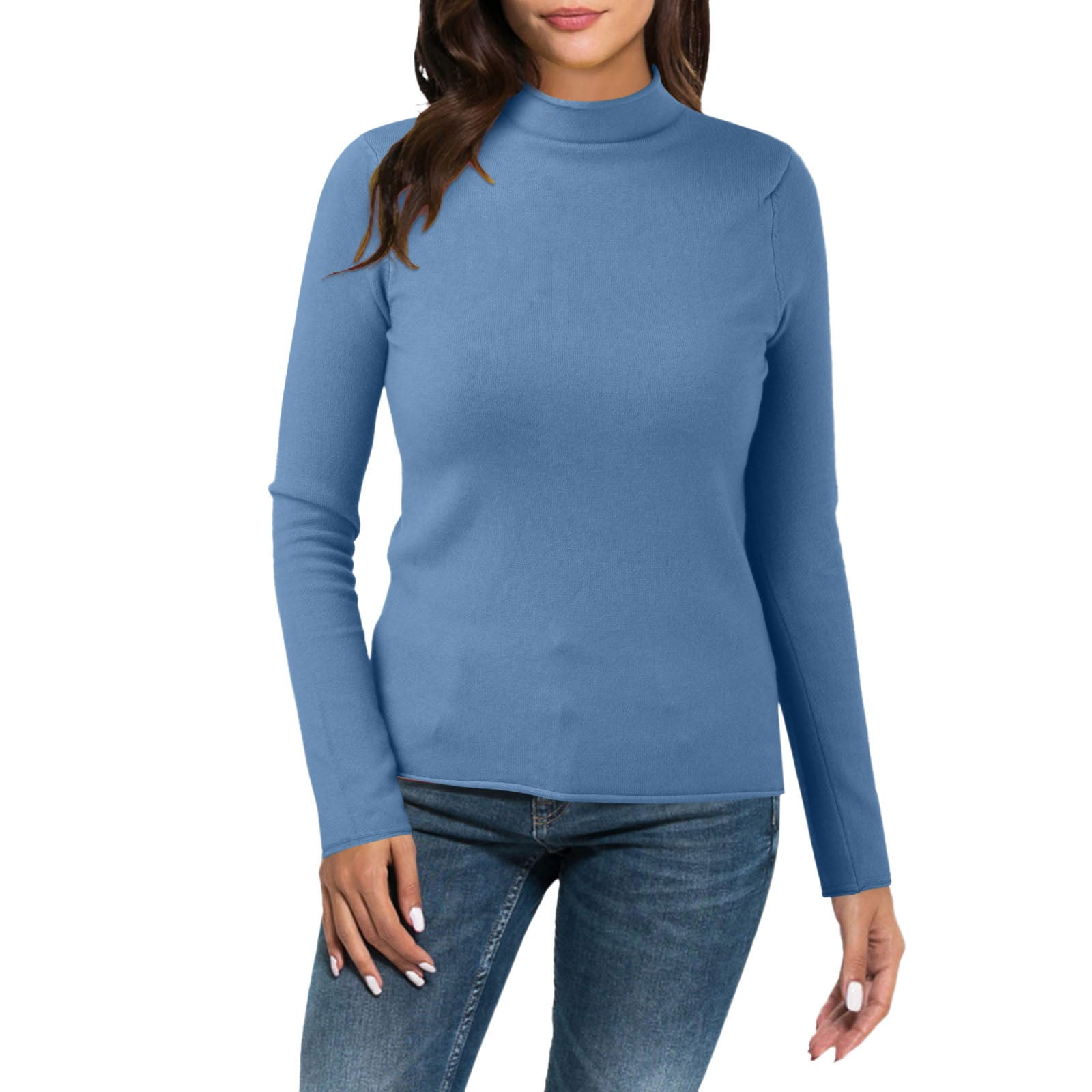 Casual Women Thermal Underwear Cold Weather Solid Color Shirt Slim High