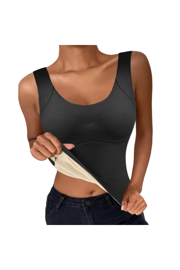 Casual Women Thermal Underwear Cold Weather Tank Shirts Long Undershirts Winter Plush Base Layer Pajama Fashion Warm Lined Soft