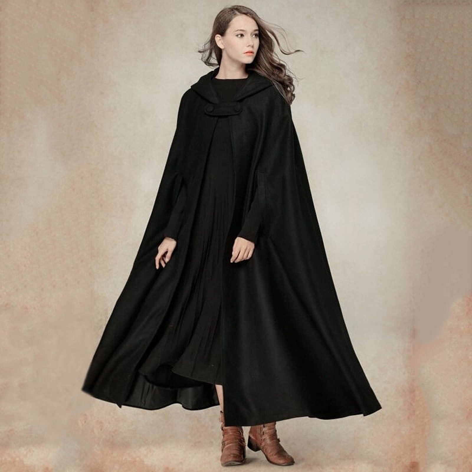 Maxi Hooded Wool Coat Cloak 100% Wool Maxi Wool Cape Hooded -  UK