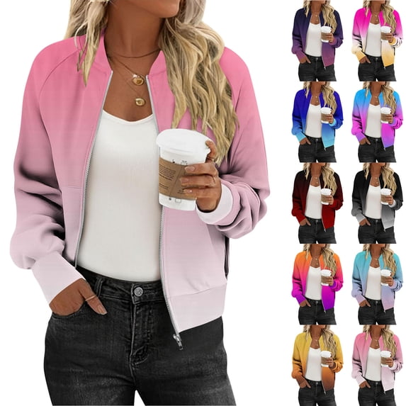 Casual Women's Fashion Print Long Sleeve Pocket Zipper Sweatshirt Pullover Hoodie Blouse Coat Loose Fit Warm Winter Tops | CSEONE,Black L