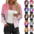 thumbnail image 1 of Casual Women's Fashion Print Long Sleeve Pocket Zipper Sweatshirt Pullover Hoodie Blouse Coat Loose Fit Warm Winter Tops | CSEONE,Blue L, 1 of 9