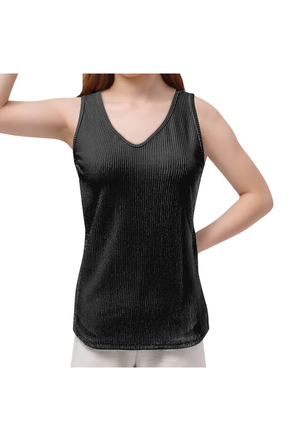 Casual Women's Knitted Elastic Solid Color V Neck Sleeveless Vest