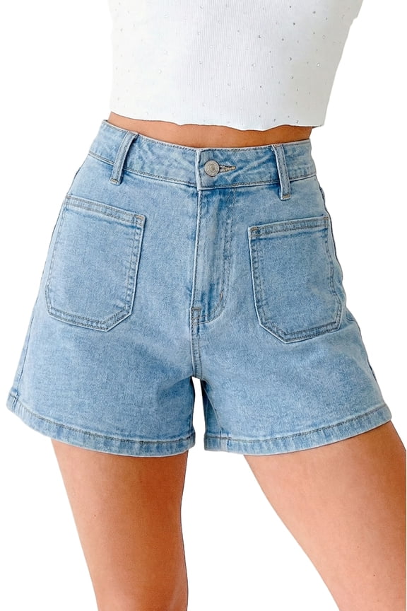 Casual Women's Myosotis High Rise Patch Pocket Denim Shorts – Ideal for Daily Wear, 12