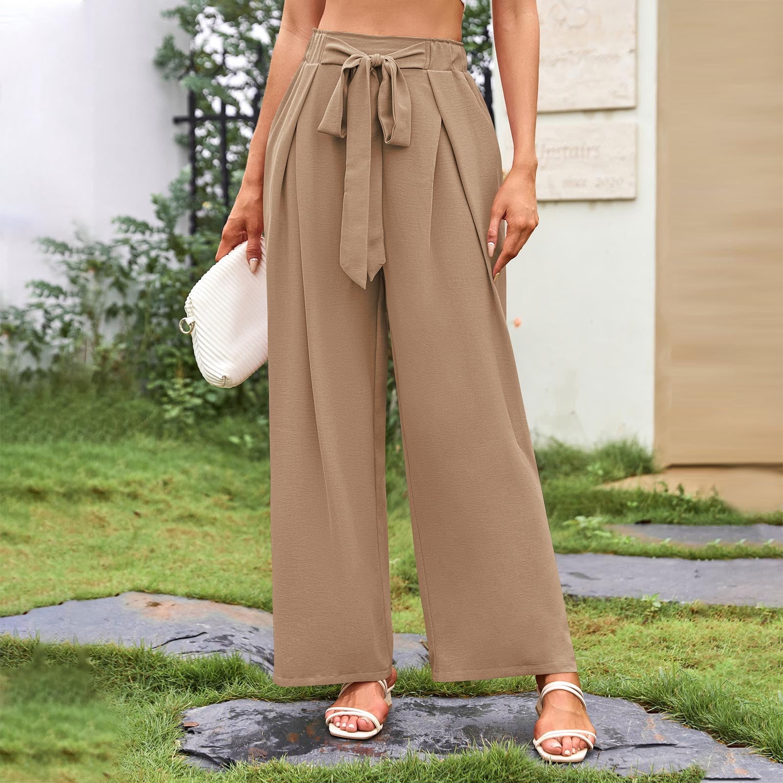 Casual Women's Pants Wide Leg Style with Tie Feature for Everyday ...