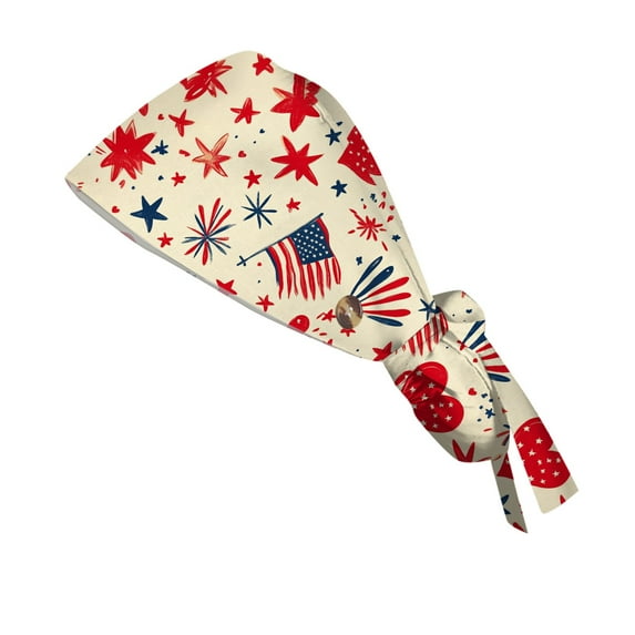 Casual Women's Printed Ponytail Baseball Cap, Patriotic Work Hat with Adjustable Strap, Sun Protection Hat for Nursing and Outdoor,Beige