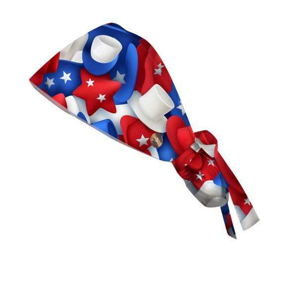 Casual Women's Printed Ponytail Baseball Cap, Patriotic Work Hat with Adjustable Strap, Sun Protection Hat for Nursing and Outdoor,Sky Blue