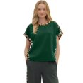 thumbnail image 1 of Casual Women's Sea Green Leopard Trim T-Shirt – Effortless Summer Style for Daily Wear, XL, 1 of 8