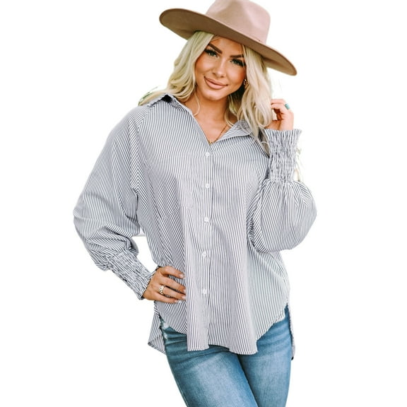 Casual Women's Shirt with Turn Down Collar - Perfect for Daily Wear and Beach Cover Up | [ZhiHiMeRi] | (US 8-10)M