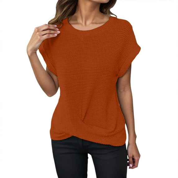 Casual Women's T Shirts For Everyday Wear Short Sleeve Knitted Tops Basic Solid Color Versatile For Pants Ideal For Spring And Summer Women Compression Long Sleeve Shirt Womens Solid T Shirts Casual
