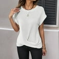 thumbnail image 1 of Casual Women's T Shirts For Everyday Wear Short Sleeve Knitted Tops Basic Solid Color Versatile For Pants Ideal For Spring And Summer Shirts Women Loose Fit Womens Short Sleeve Shirts Womens Turtle, 1 of 5