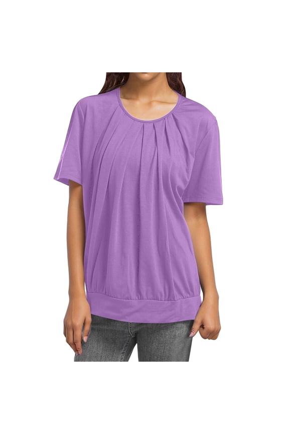 Casual Women's T-Shirts for Everyday Wear - Comfortable Loose Fit Spoon Neck Top for Spring Summer Fall