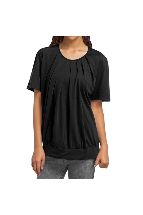 Casual Women's T-Shirts for Everyday Wear - Comfortable Loose Fit Spoon Neck Top for Spring Summer Fall
