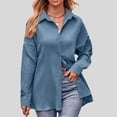 thumbnail image 1 of Casual Women's Tops Fashion Plus Size 2024 European And American Fall And Winter New Casual Double Line Loose Long Sleeve Solid Color Shirt Female Long Sleeve V-neck Top/Shirt, 1 of 3