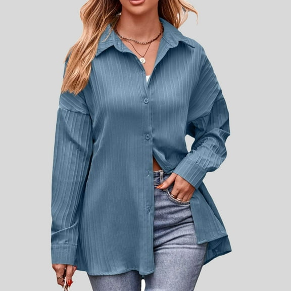 Casual Women's Tops Fashion Plus Size 2024 European And American Fall And Winter New Casual Double Line Loose Long Sleeve Solid Color Shirt Female Long Sleeve V-neck Top/Shirt