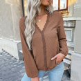 thumbnail image 1 of Casual Women's Tops Fashion Plus Size Fashion Woman V-Neck Long Sleeve T-Shirt Solid Loose Blouse Tops, 1 of 6