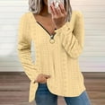 thumbnail image 1 of Casual Women's Tops Fashion Plus Size Fashion Women's Solid Zipper V-Neck Long Sleeve Casual T-shirt Blouse, 1 of 6