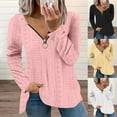 thumbnail image 1 of Casual Women's Tops Fashion Plus Size Fashion Women's Solid Zipper V-Neck Long Sleeve Casual T-shirt Blouse, 1 of 7