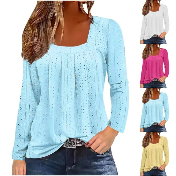 Casual Women's Tops Fashion Plus Size Ladies' Loose Casual Solid Color Collar Button Long Sleeved Shirt