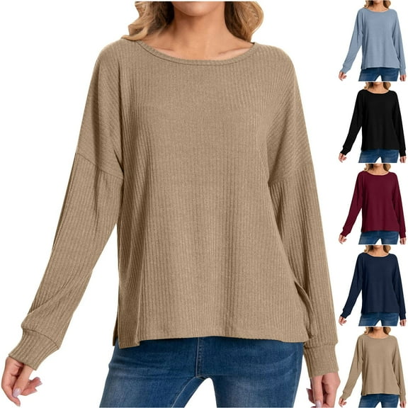 Casual Women's Tops Fashion Plus Size Women's Solid Color Long-sleeved Pullover Casual Fashion Top