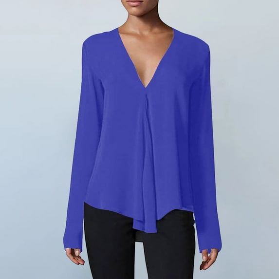 Casual Women's Tops Fashion Plus Size Womens Oversized Tee Shirts Long Sleeve T Shirt Fashion Workout Tops Casual Loose V Neck Layer Blouse