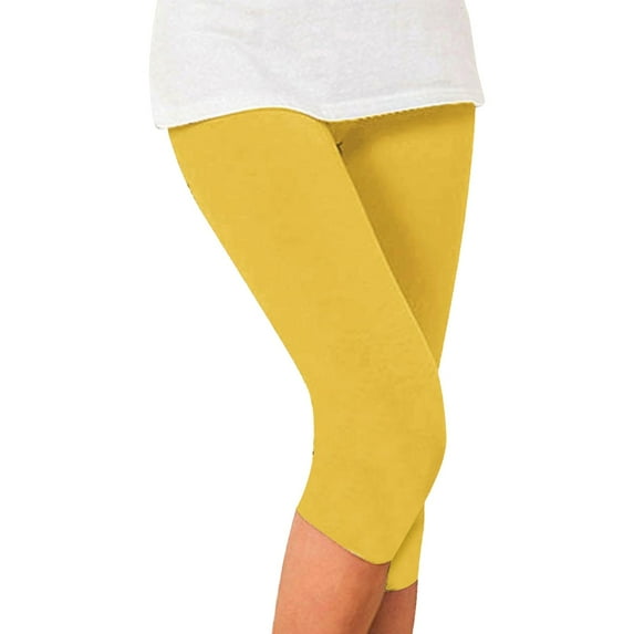 Casual Women's Trousers Leggings For Women Plus Size High Waisted Yoga Cropped Trousers 2025 Summer Gym Pants,Yellow Women's Casual Pants XL