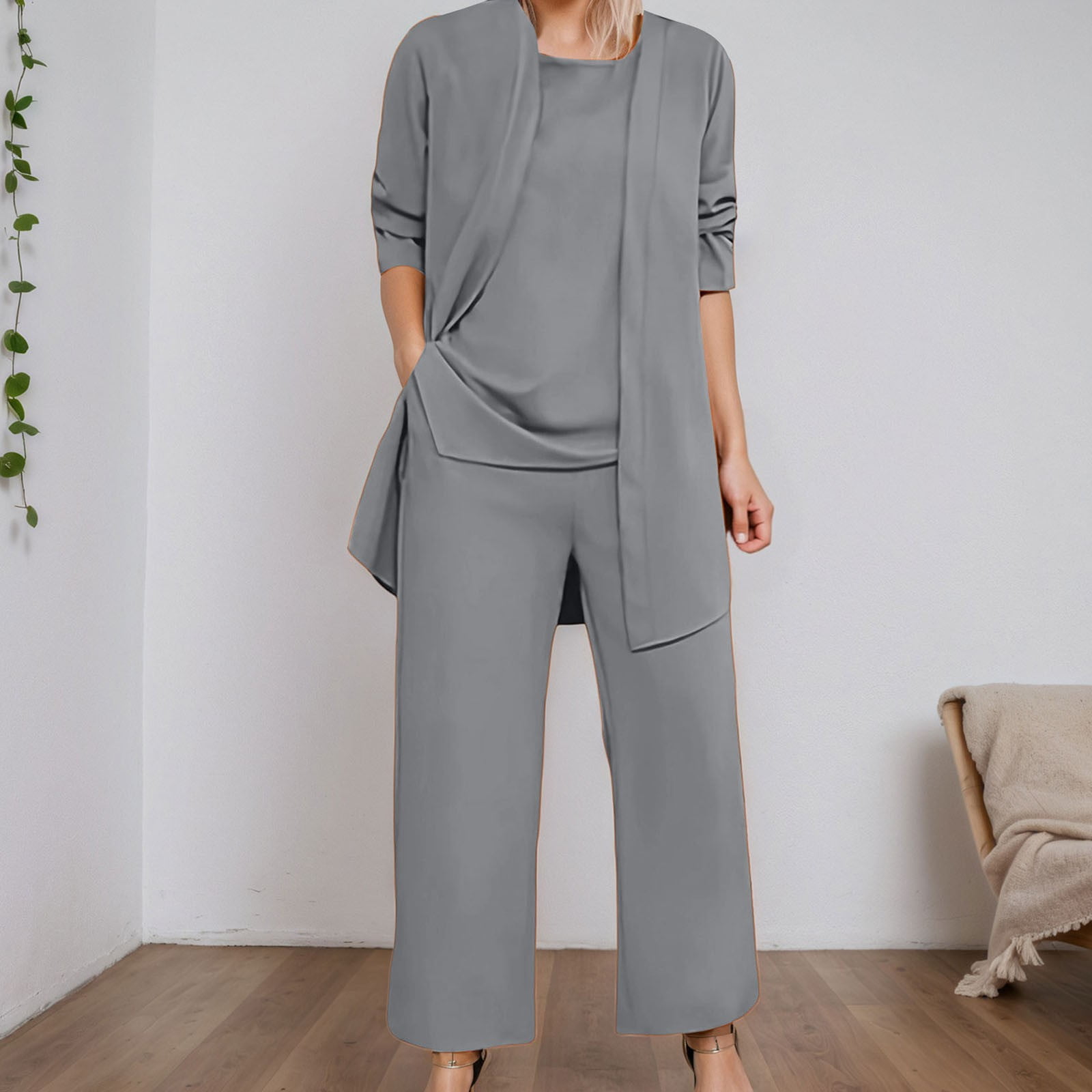 Women's Casual Temperament Short Sleeve Slim-fit Pants Suit