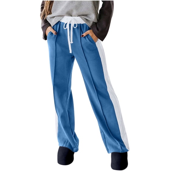 Casual Womens Sweatpants Lounge Pant Fashion Solid Color Pockets Outwear Wide Leg Drawstring Long Pants Trousers for Women