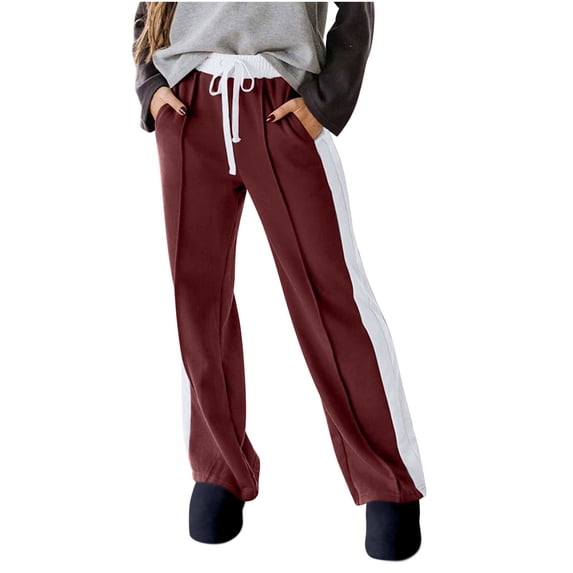 Casual Womens Sweatpants Lounge Pant Fashion Solid Color Pockets Outwear Wide Leg Drawstring Long Pants Trousers for Women