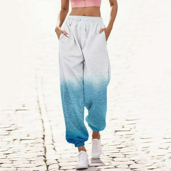 Casual Womens Sweatpants with Pockets Loose Fits Fashion Printed Drawstring Trousers Athletic Joggers Pants for Women, S-2XL