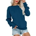 thumbnail image 1 of Casual Womens Sweatshirts Crewneck Long Sleeve Tops Oversized Pullover Sweatshirt for Women Petite Blue XL, 1 of 6