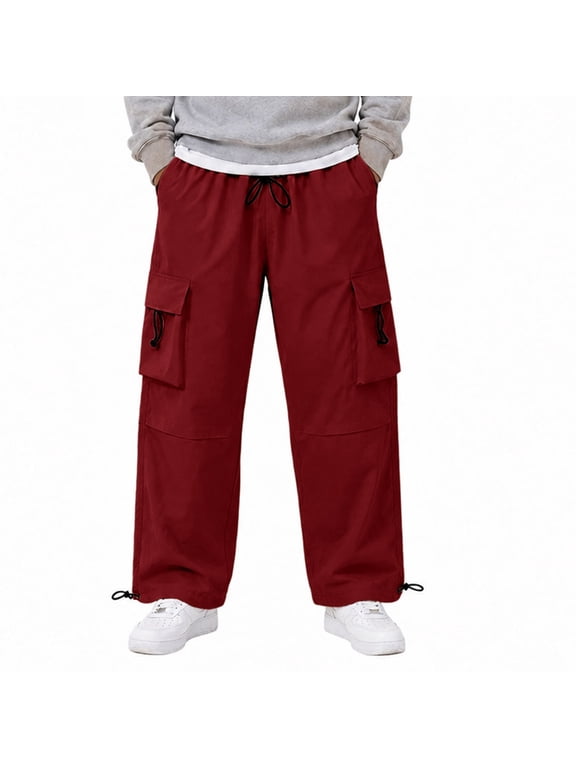 Casual Work Pants Featuring Cargo Pocket Design Loose Wide Leg Silhouette Straight Trousers for Everyday Streetwear