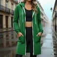 thumbnail image 1 of Casual Zip up Hoodies Tunic Sweatshirt Long Hoodie Jacket for Women Long Tunic Sweatshirt with Hood, Cozy Loungewear for Fall & Winter,Green S, 1 of 5