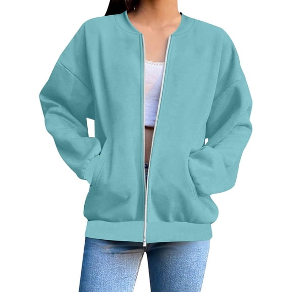 Casual Zip up Jackets with Pocket, Stand Collar Short Coats , Fall Fashion Outerwear Tops