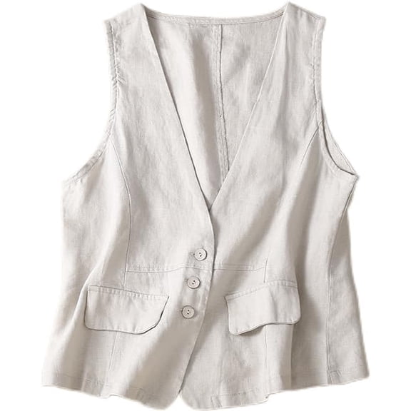 Casual and Comfortable Vests for Women-Womens Linen Vest, Fashionable Summer Outfit