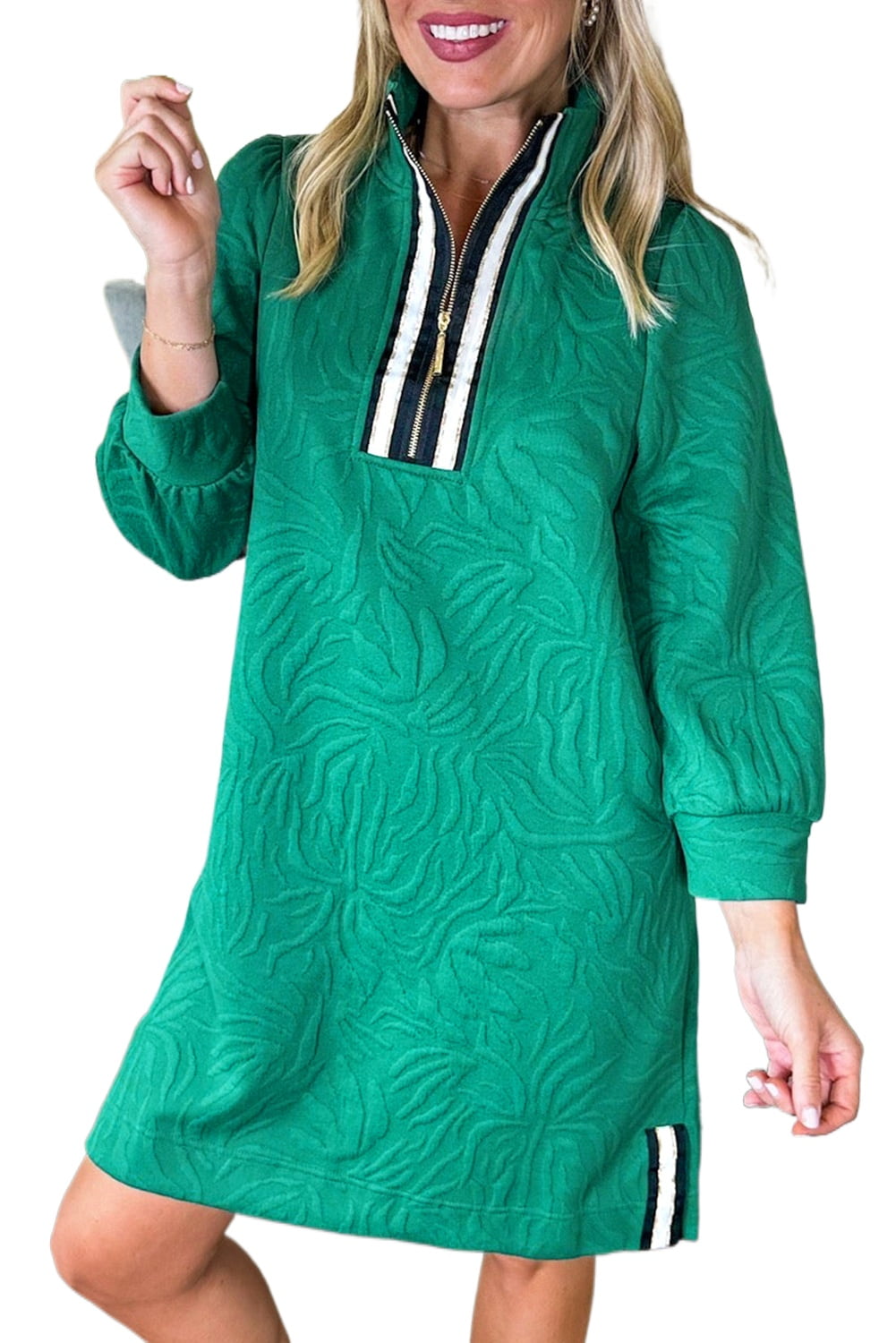 sea green mini dress Well Versed Pleated Mini Dress Forest Green main image 0