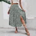 thumbnail image 1 of Casual and refreshing blue floral print midi skirt for vacation, 1 of 5