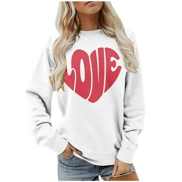 Casual lightweight T-shirtWomen's Loose TopsValentines Day s For Long Sleeve Funny Love Heart Print Crewneck Sweats Loose Comfy PulloverCasual lightweight T-shirt