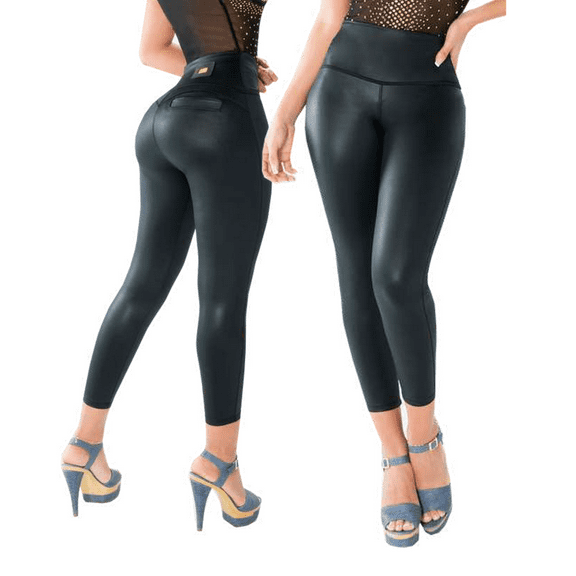 Casual push up leggings with latex - Ref 9046D24PEC Black L/36