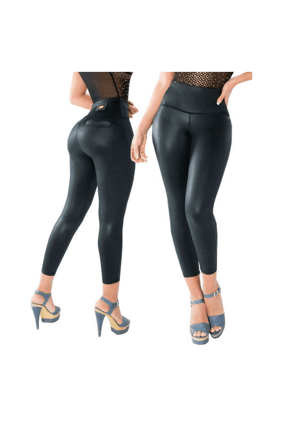 Casual push up leggings with latex - Ref 9046D24PEC Black S/32
