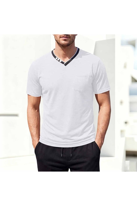 Casual ’s Tee With Contrast Button Placket Lightweight Short Sleeve Style For Everyday Wear