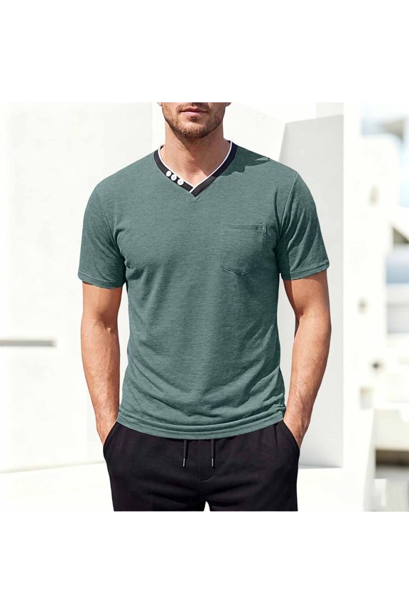 Casual ’s Tee With Contrast Button Placket Lightweight Short Sleeve Style For Everyday Wear