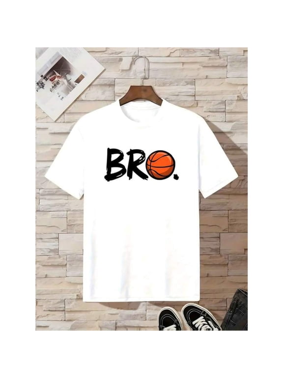 Casual short-sleeved basketball t-shirt for teens, minimalist printed t-shirt, T-Shirt for Kids Youth, 180gsm, 100% Cotton