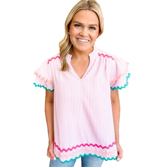 Casual yet Fashionable Short Sleeve Blouse with Floral Inspired Pattern