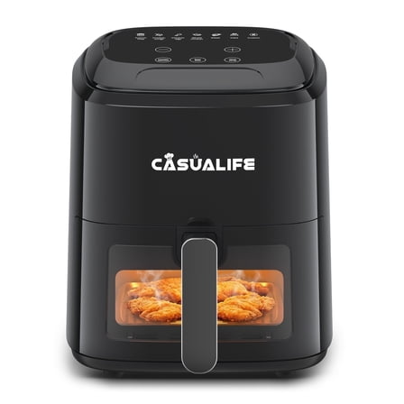 Casualife Air Fryer 6 Qt Max 400F for Cooking, 6 Presets Fry Touch Panel Compact Countertop, New Black